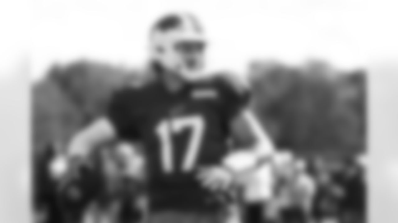 Josh Allen (17). Buffalo Bills Training Camp, August 27, 2025 at Buffalo Bills Training Facility.