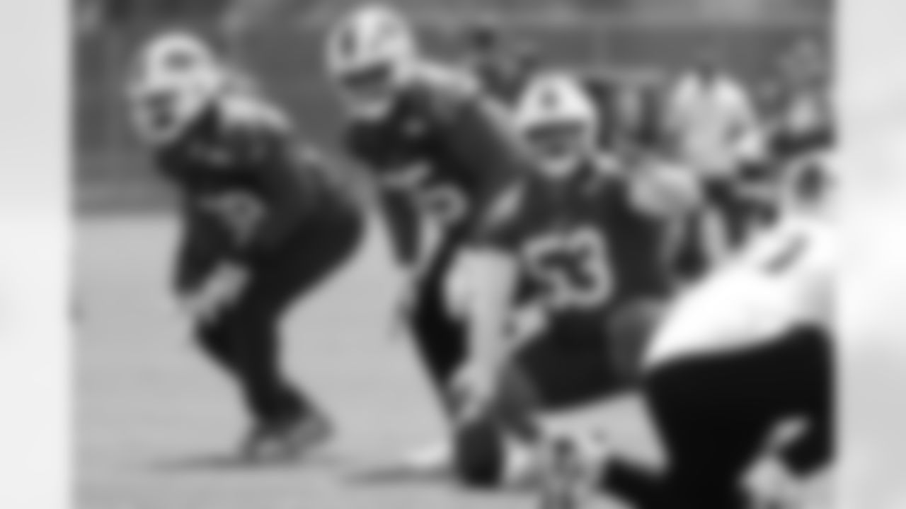 Tylan Grable (68), Mike Edwards (65), Kendrick Green (53). Buffalo Bills Mandatory Minicamp, June 10, 2025 at the Buffalo Bills Training Center.