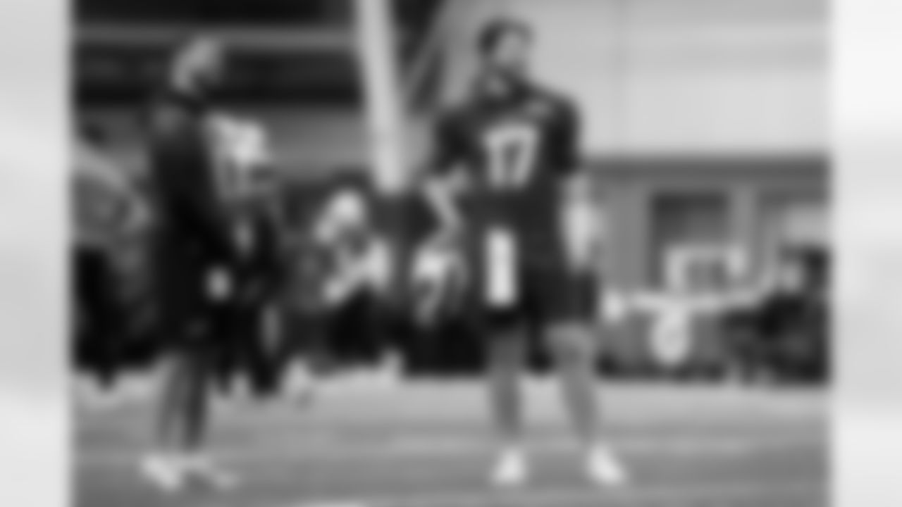 Mitchell Trubisky (11), Josh Allen (17). Buffalo Bills Divisional Round Practice, January 14, 2026 at Buffalo Bills Training Center.