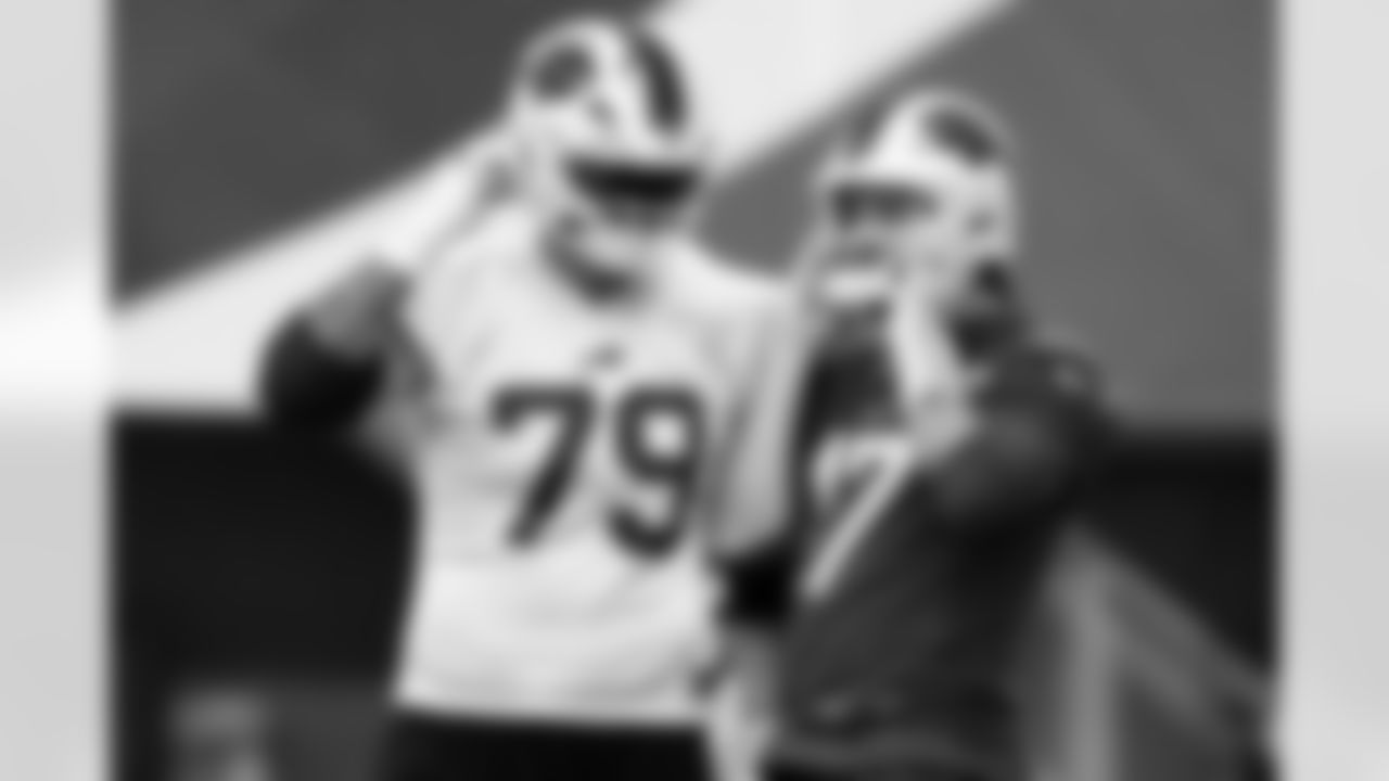 Spencer Brown (79), Josh Allen (17). Buffalo Bills Divisional Round, January 15, 2026 at Buffalo Bills Training Center.
