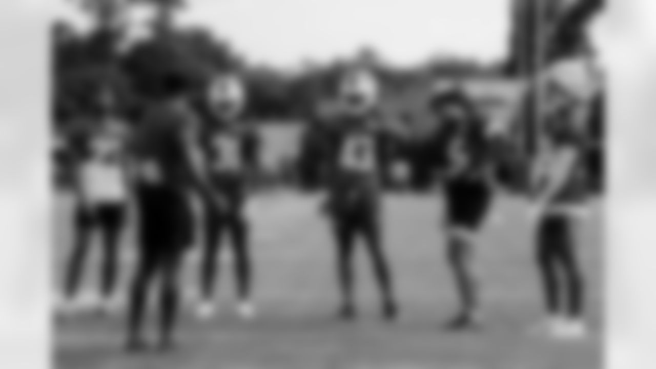 Maxwell Hairston (31), Dorian Strong (43), Daequan Hardy (25), Daryl Porter (38), Jahmile Addae. Buffalo Bills Training Camp, July 27, 2025 at St. John Fisher University.