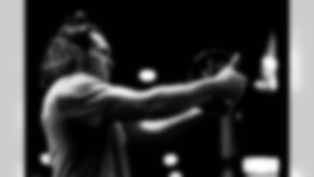 Baylon Spector (54), B&W, Black and White. Buffalo Bills players train during Phase One of voluntary off-season workouts, April 30, 2025 at the Buffalo Bills Training Center.