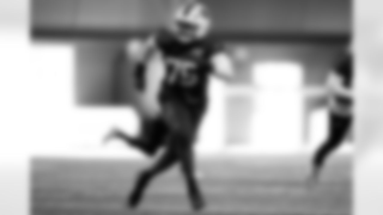 Andre Jones Jr. (75). Buffalo Bills Wild Card Week Thursday Practice, January 08, 2026 at Buffalo Bills Training Center.