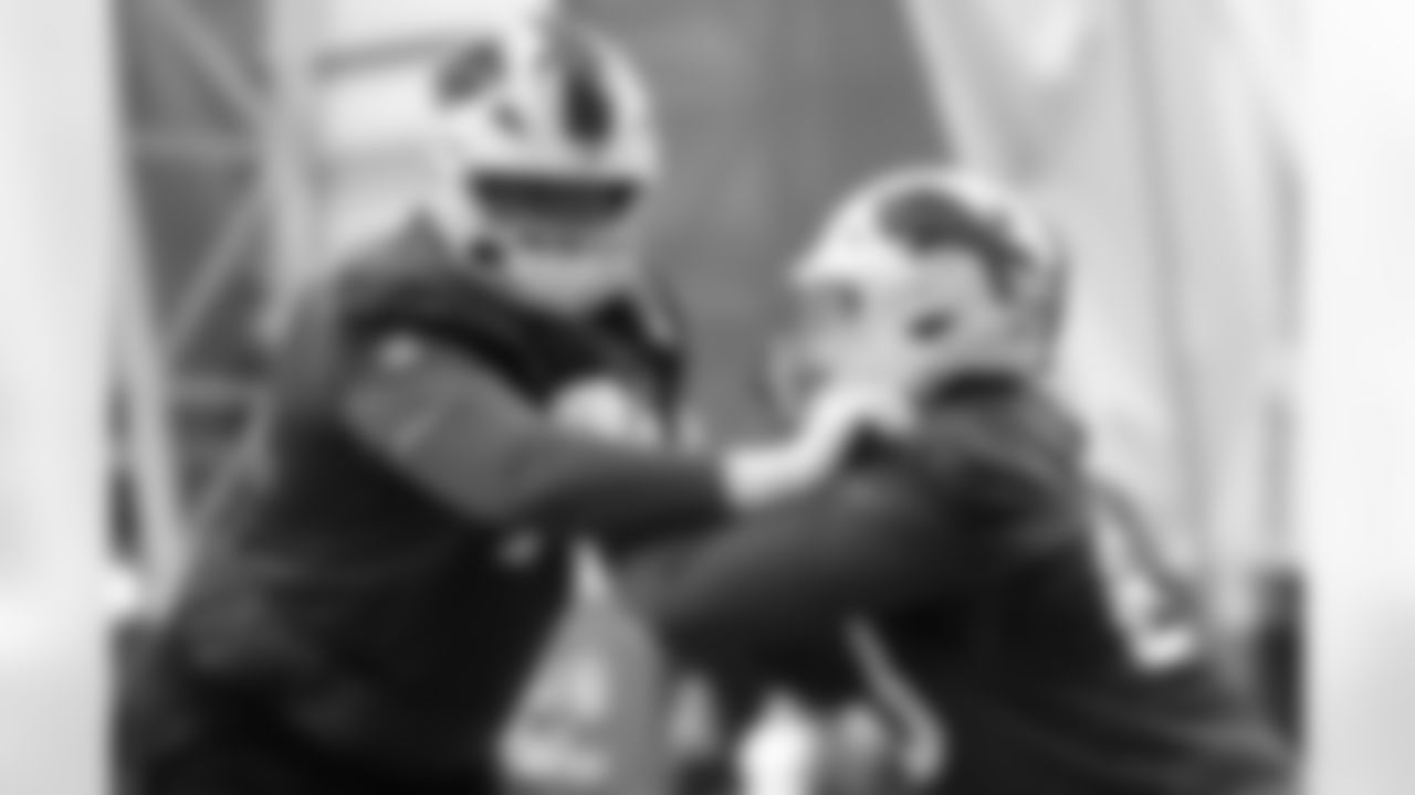 David Edwards (76), Nick Broeker (63). Buffalo Bills Week 10 Practice, November 07, 2025 at the Buffalo Bills Training Center.