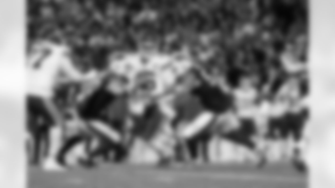 Michael Hoecht (55), Joey Bosa (97). Buffalo Bills vs Kansas City Chiefs, Regular Season, November 02, 2025 at Highmark Stadium.