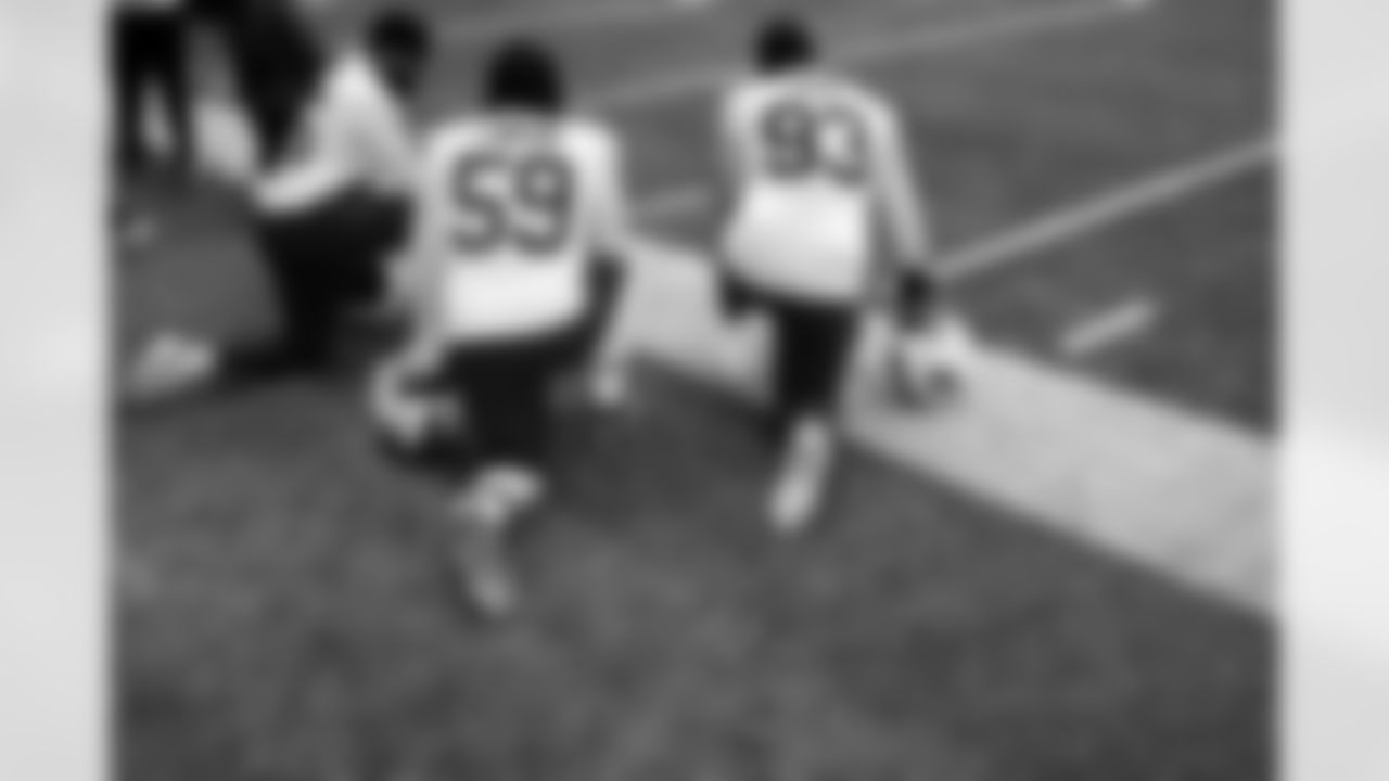Andre Jones Jr. (75), Shaq Lawson (59), Zion Logue (93). Buffalo Bills Week 14 Practice, December 04, 2025 at Buffalo Bills Training Center.
