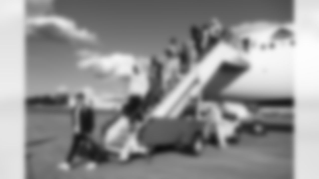 Mitchell Trubisky (11), Ryan Van Demark (74). Buffalo Bills arrive in Jacksonville, January 10, 2026.