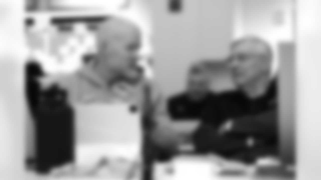 Sean McDermott, Terry Pegula. Scenes from the Buffalo Bills draft room during Rounds 4-7 of the 2025 NFL Draft at the Buffalo Bills Training Center on April 26, 2025.