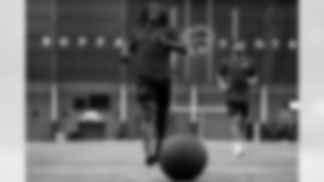 Javon Solomon (56). Buffalo Bills players train during Phase One of voluntary off-season workouts, April 30, 2025 at the Buffalo Bills Training Center.
