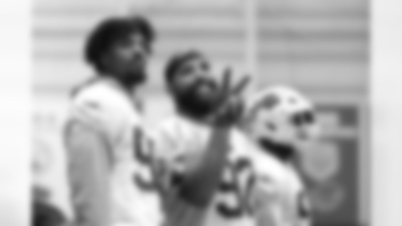 Greg Rousseau (50), DaQuan Jones (92). Buffalo Bills Week 10 Practice, November 07, 2025 at the Buffalo Bills Training Center.