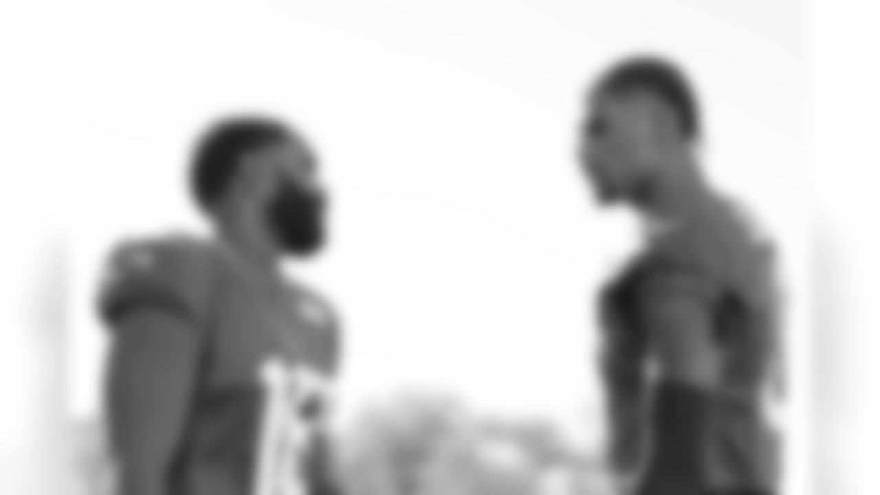 Elijah Moore (18), Keon Coleman (0). Buffalo Bills Week 9 Practice, October 29, 2025 at the Buffalo Bills Training Center.