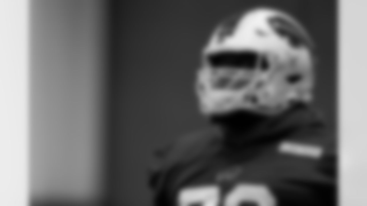 Phidarian Mathis (72). Buffalo Bills Week 13 Practice, November 26, 2025 at Buffalo Bills Training Center.