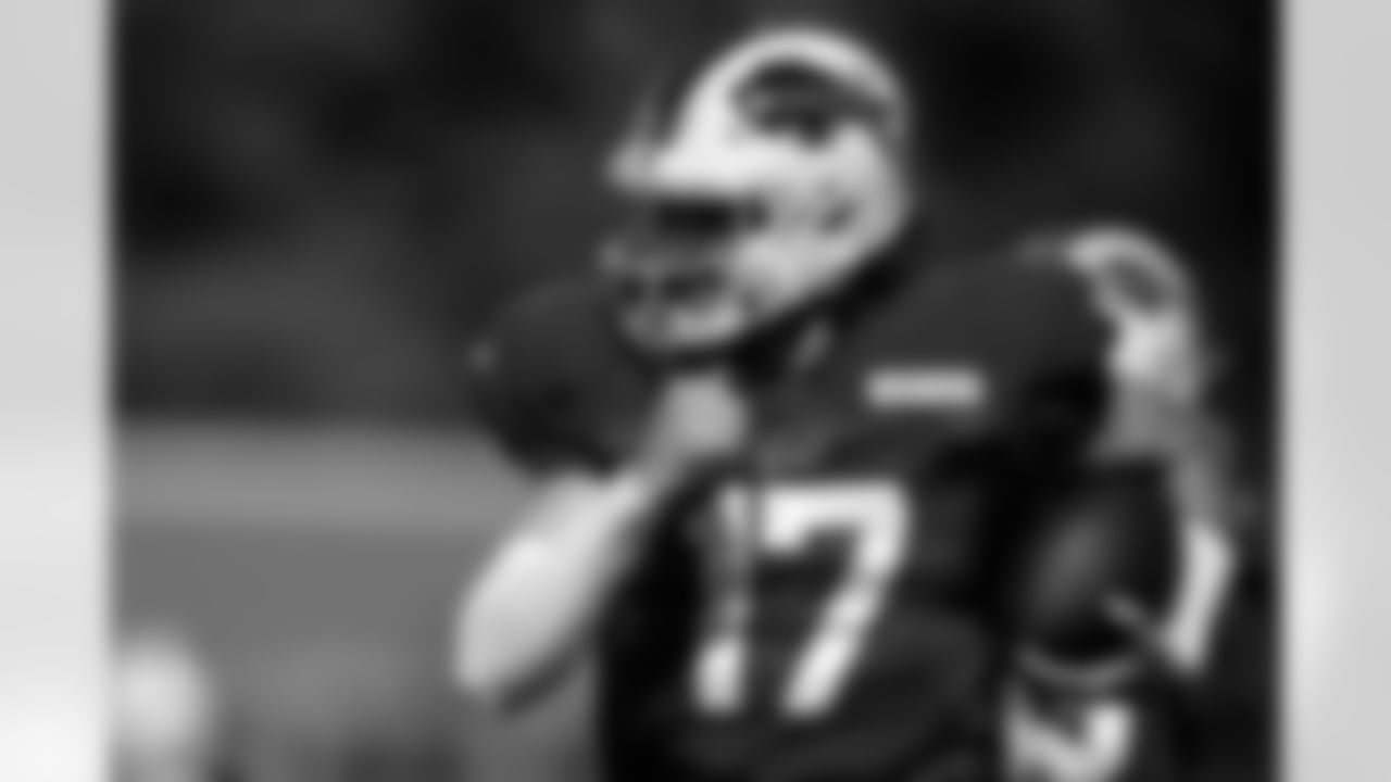 Josh Allen (17). Buffalo Bills Training Camp, August 27, 2025 at Buffalo Bills Training Facility.
