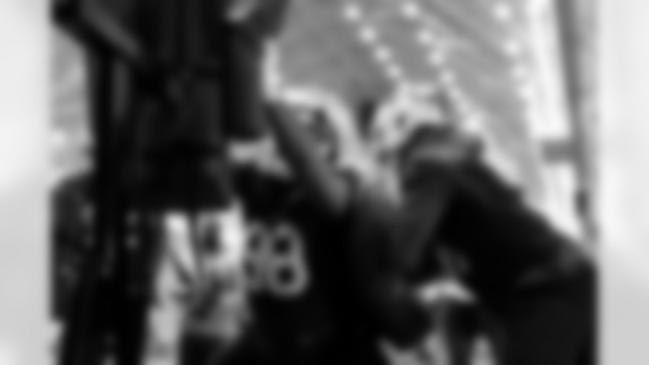 T.J. Sanders, Morgan Fox. Buffalo Bills Week 15 Practice, December 11, 2025 at Buffalo Bills Training Center.