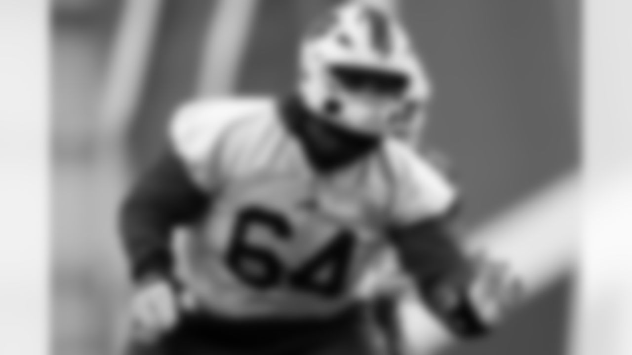 O'Cyrus Torrence (64). Buffalo Bills Week 15 Practice, December 12, 2025 at Buffalo Bills Training Center.