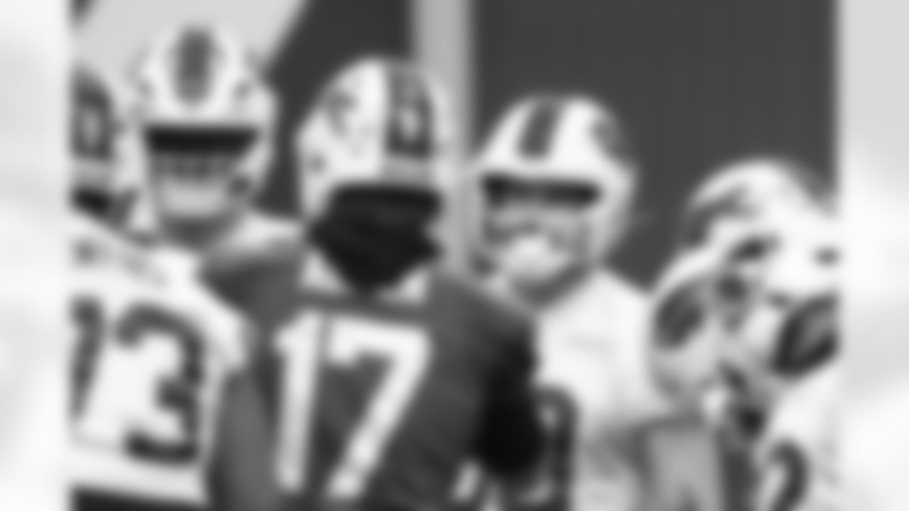 Josh Allen (17), Dawson Knox (88). Buffalo Bills Wild Card Week Friday Practice, January 09, 2026 at Buffalo Bills Training Center.