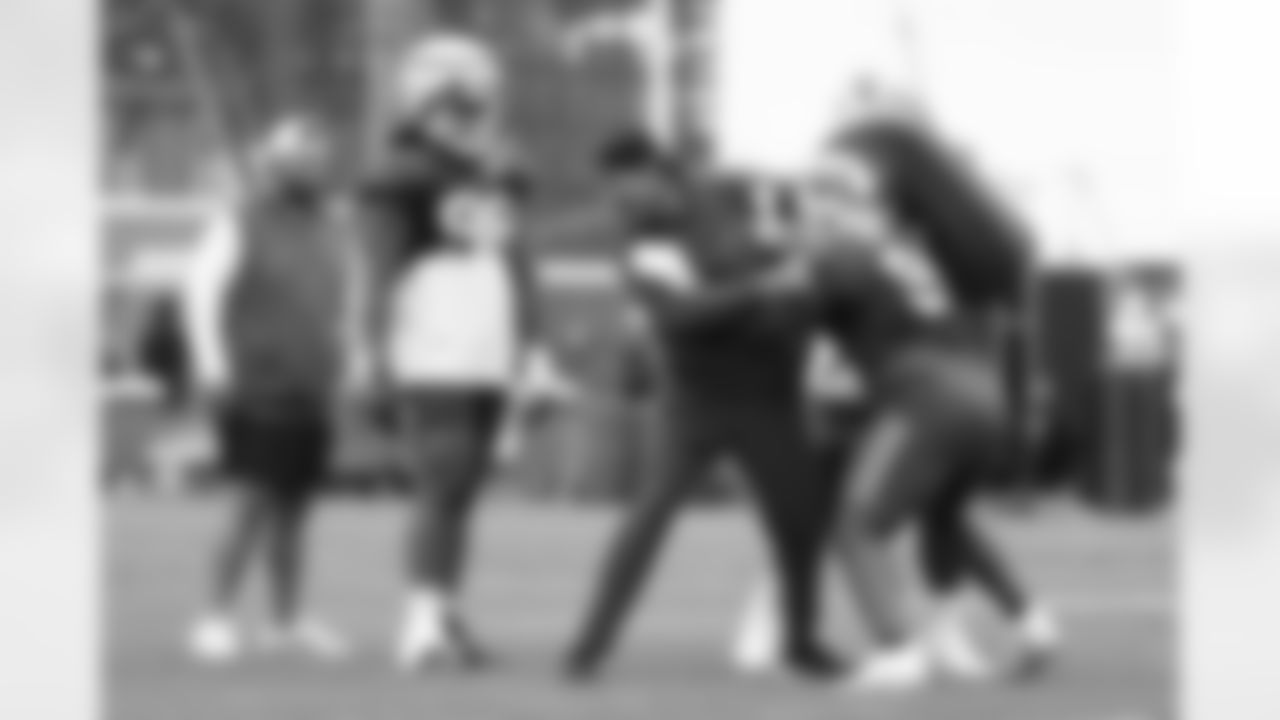 Jason Rebrovich, T.J. Sanders (98), Ryan Nielsen, Ed Oliver (91). Buffalo Bills Training Camp, August 20, 2025 at Buffalo Bills Training Facility.
