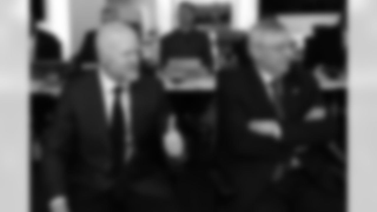 Sean McDermott, Terry Pegula. Scenes from the Buffalo Bills draft room during Round 1 of the 2025 NFL Draft at the Buffalo Bills Training Center on April 24, 2025.