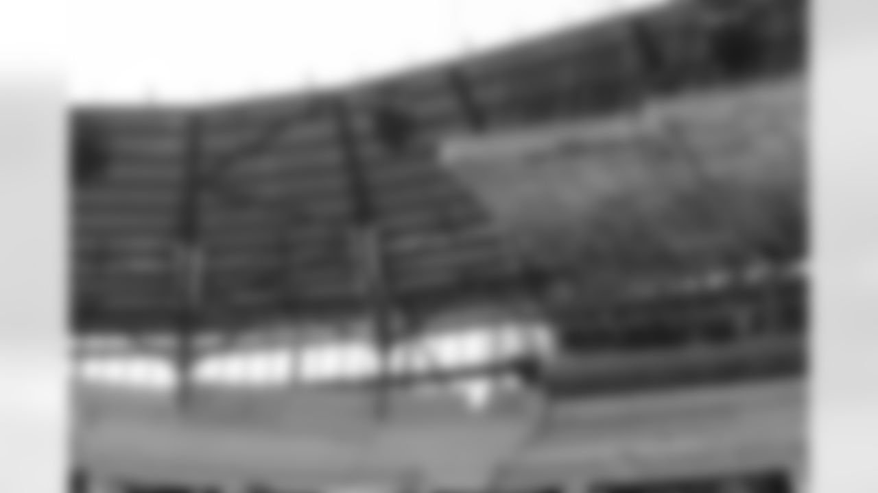 Temporary platforms for lighting installation. Buffalo Bills New Highmark Stadium Construction, June 23, 2025.