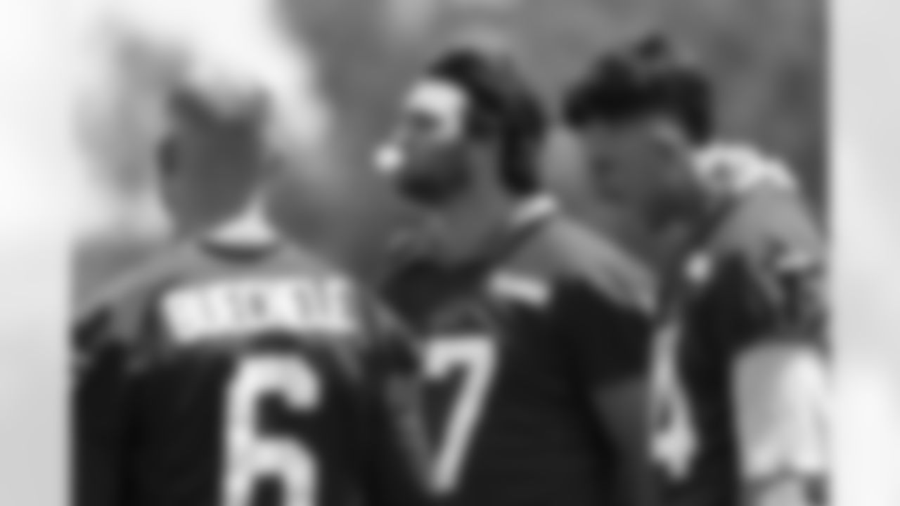 Josh Allen (17), Shane Buechele (6), Mike White (14). Buffalo Bills Mandatory Minicamp, June 10, 2025 at the Buffalo Bills Training Center.