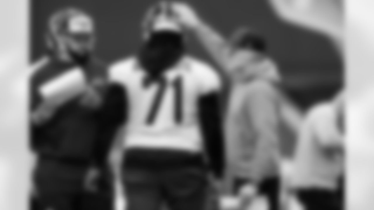 Tommy Akingbesote (71). Buffalo Bills Week 18 practice, January 01, 2026 at Buffalo Bills Training Center.