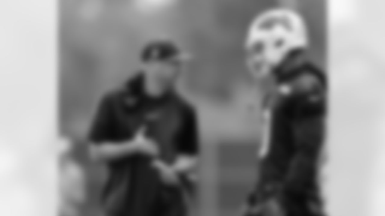 Joe Brady, Keon Coleman (0). Buffalo Bills Organized Team Activity, May 28, 2024 at One Bills Drive.