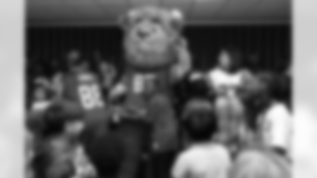 Billy Buffalo, DJ Milk, DJ Yes and Highmark host a Buffalo Bills pep rally for Heritage Heights Elementary students, November 14, 2025.