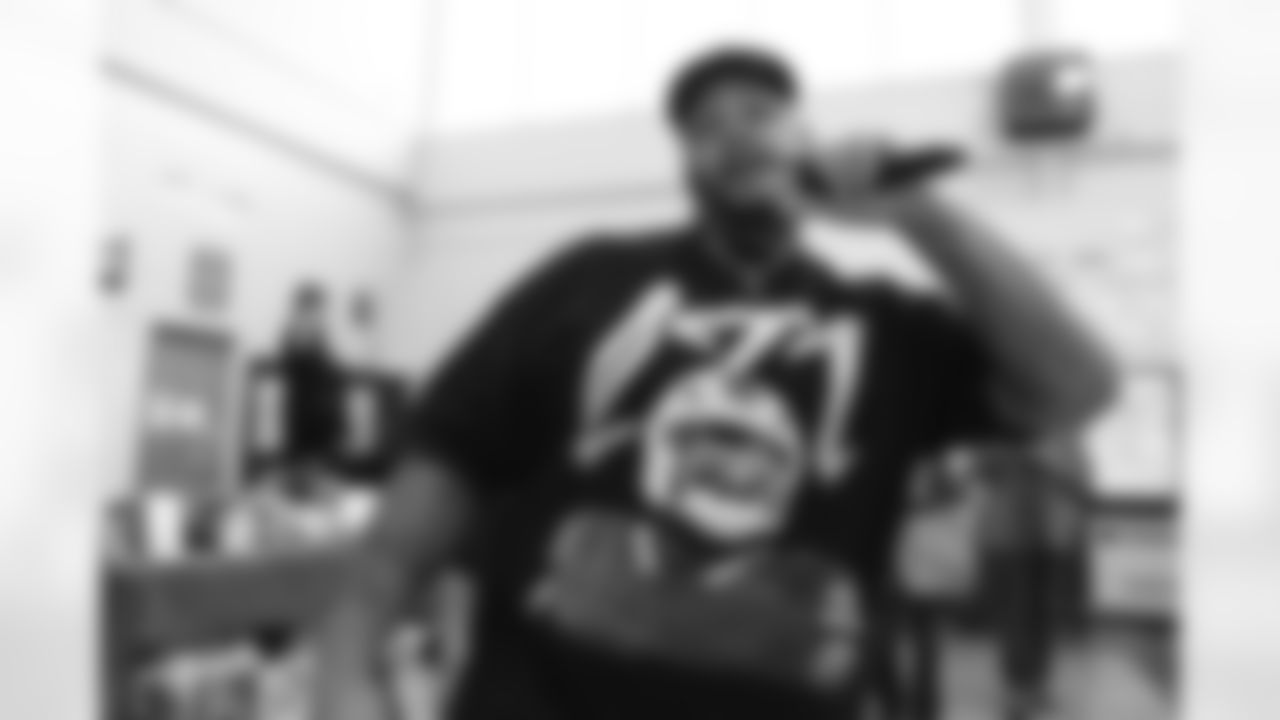 Dion Dawkins visits Harvey Austin School, December 16, 2025.