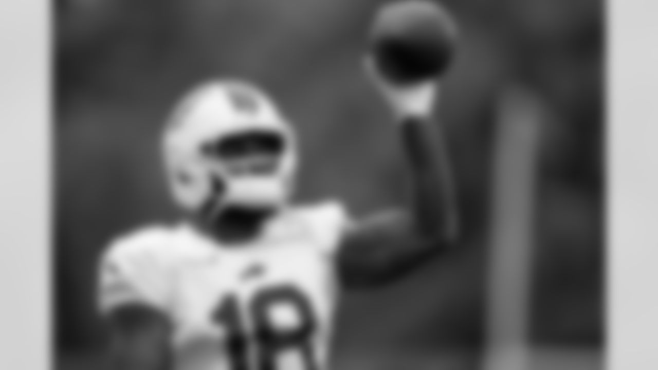 Elijah Moore (18). Buffalo Bills Training Camp, August 20, 2025 at Buffalo Bills Training Facility.