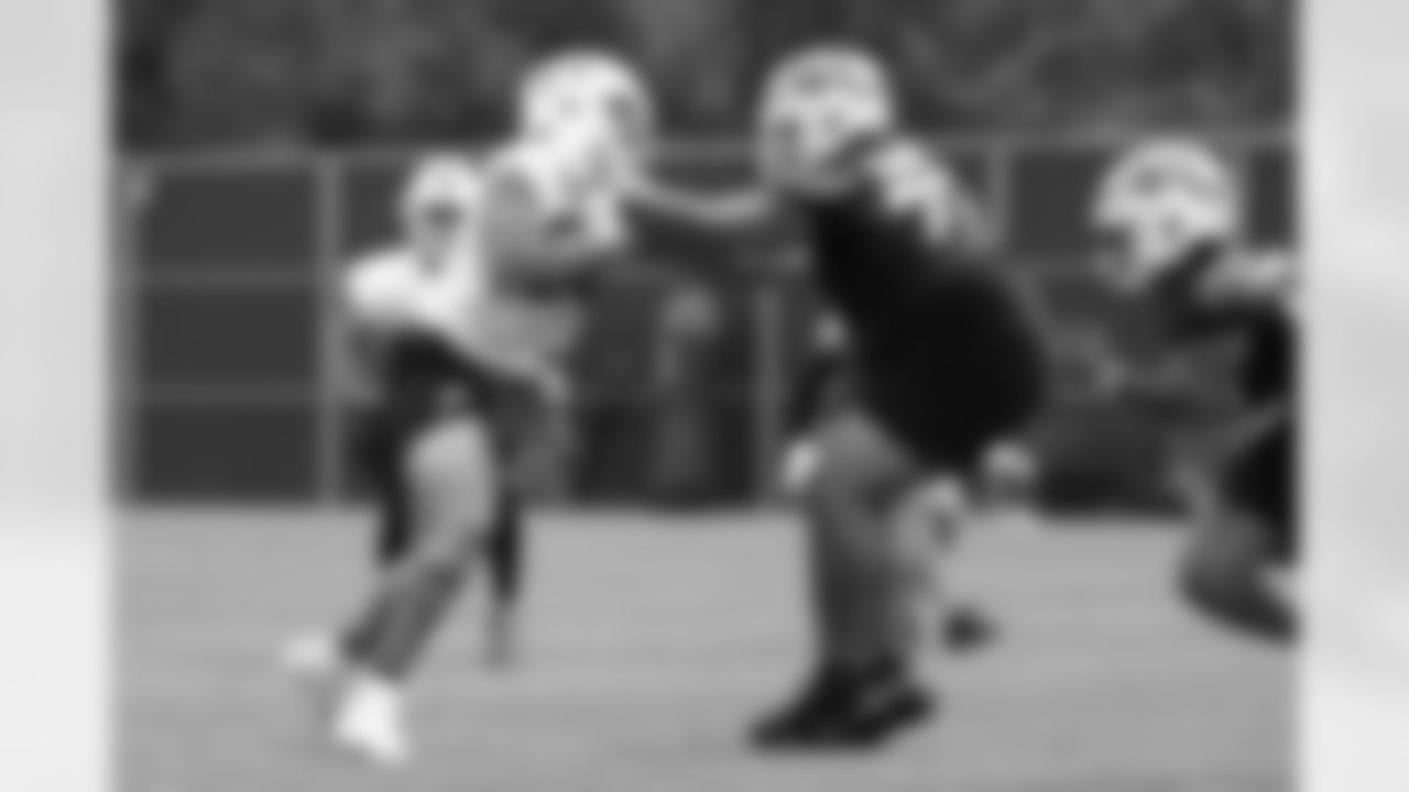 Landon Jackson (94), Dion Dawkins (73). Buffalo Bills OTA workouts, June 03, 2025 at the Buffalo Bills Training Center.