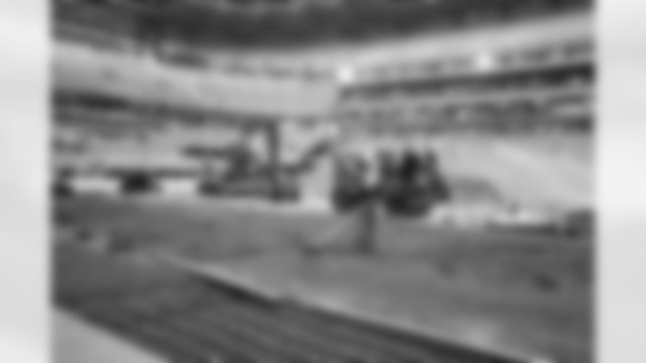 Crews lay the first sod at New Highmark Stadium, October 07, 2025.