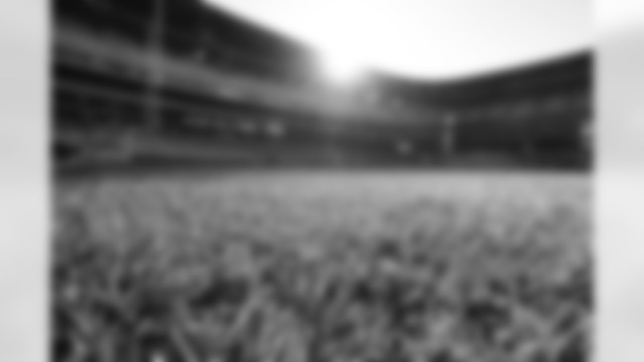 Crews lay the first sod at New Highmark Stadium, October 08, 2025.