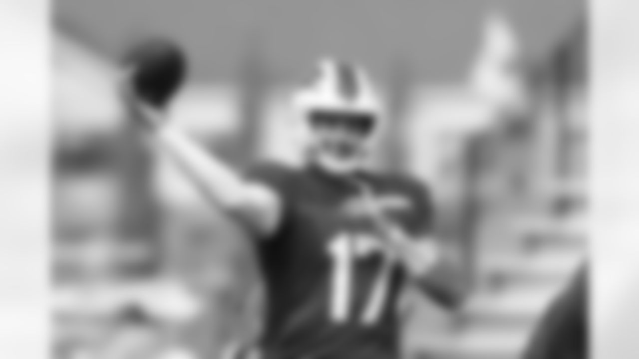 Josh Allen (17). Buffalo Bills Training Camp, August 04, 2025 at St. John Fisher University.