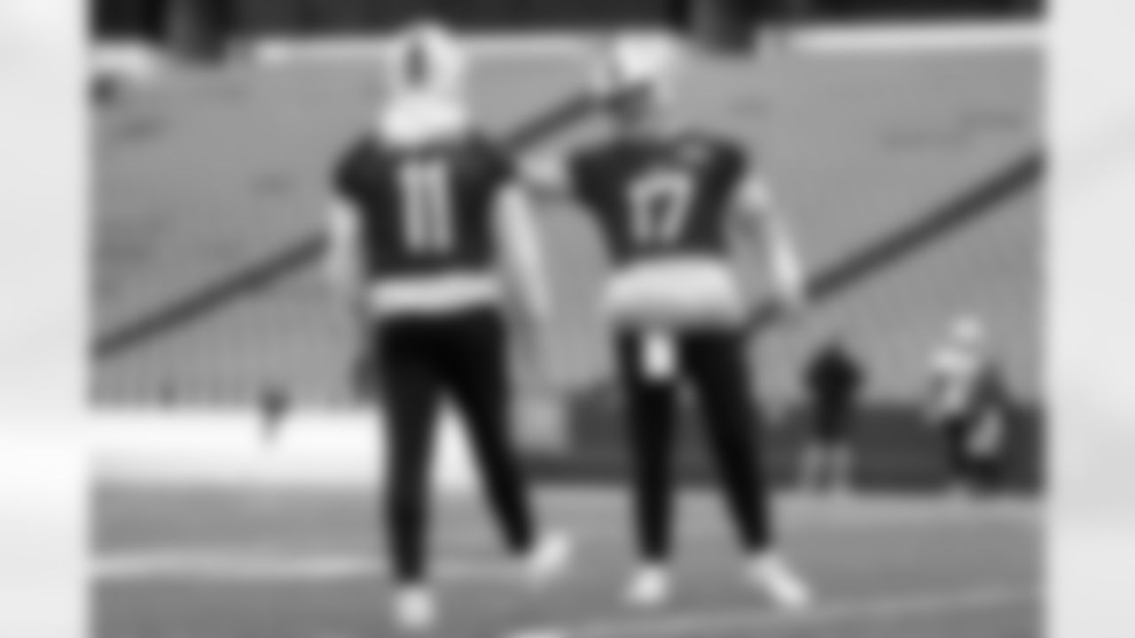 Josh Allen (17), Mitchell Trubisky (11). Buffalo Bills Week 11 Practice, November 14, 2025 at Highmark Stadium.