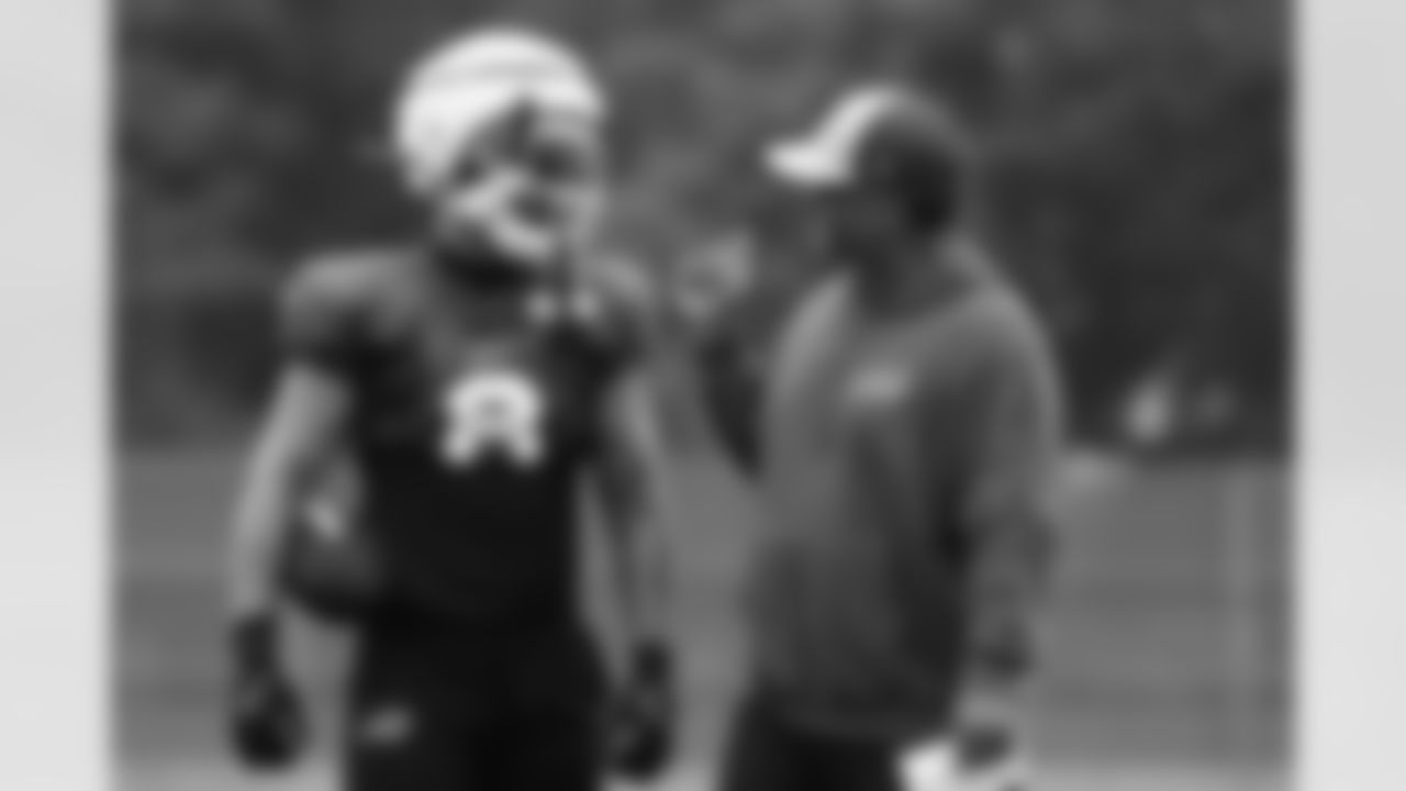Terrel Bernard (8), Al Holcomb. Buffalo Bills Training Camp, August 20, 2025 at Buffalo Bills Training Facility.