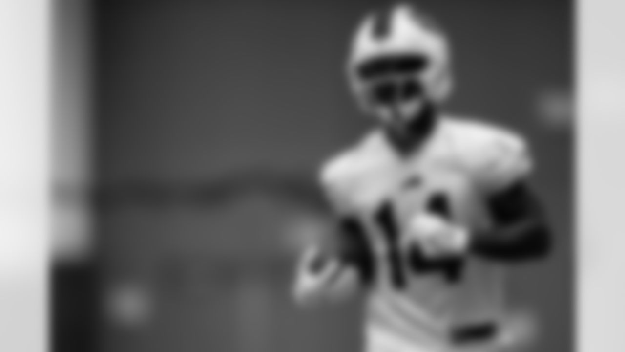 Tyrell Shavers (14). Buffalo Bills Wild Card Week Thursday Practice, January 08, 2026 at Buffalo Bills Training Center.