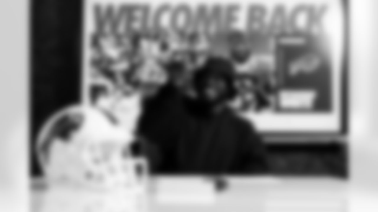 Tre'Davious White signs with the Buffalo Bills during free agency, April 21, 2025 at the Buffalo Bills Training Center.