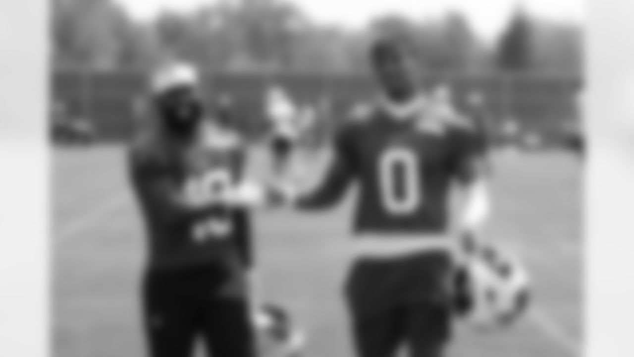 Elijah Moore (18), Keon Coleman (0). Buffalo Bills Mandatory Minicamp, June 11, 2025 at the Buffalo Bills Training Center.