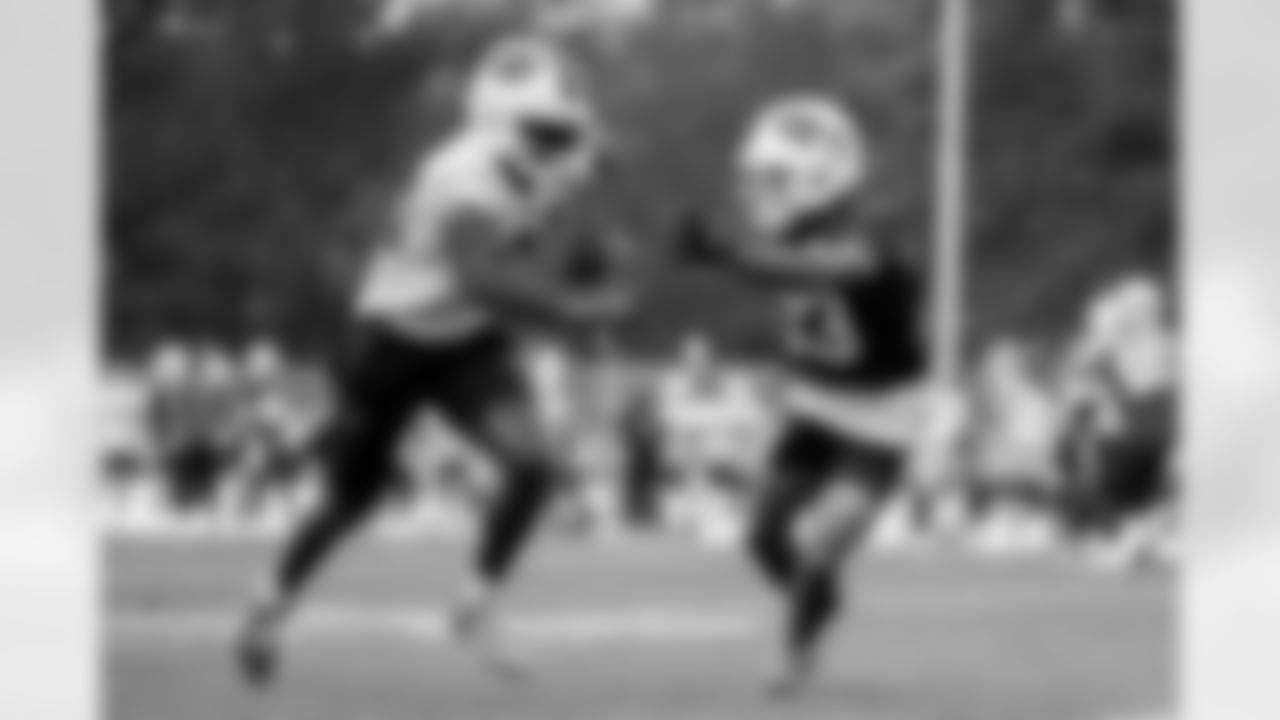 Tyrell Shavers (80), Dane Jackson (23). Buffalo Bills Training Camp, July 27, 2025 at St. John Fisher University.