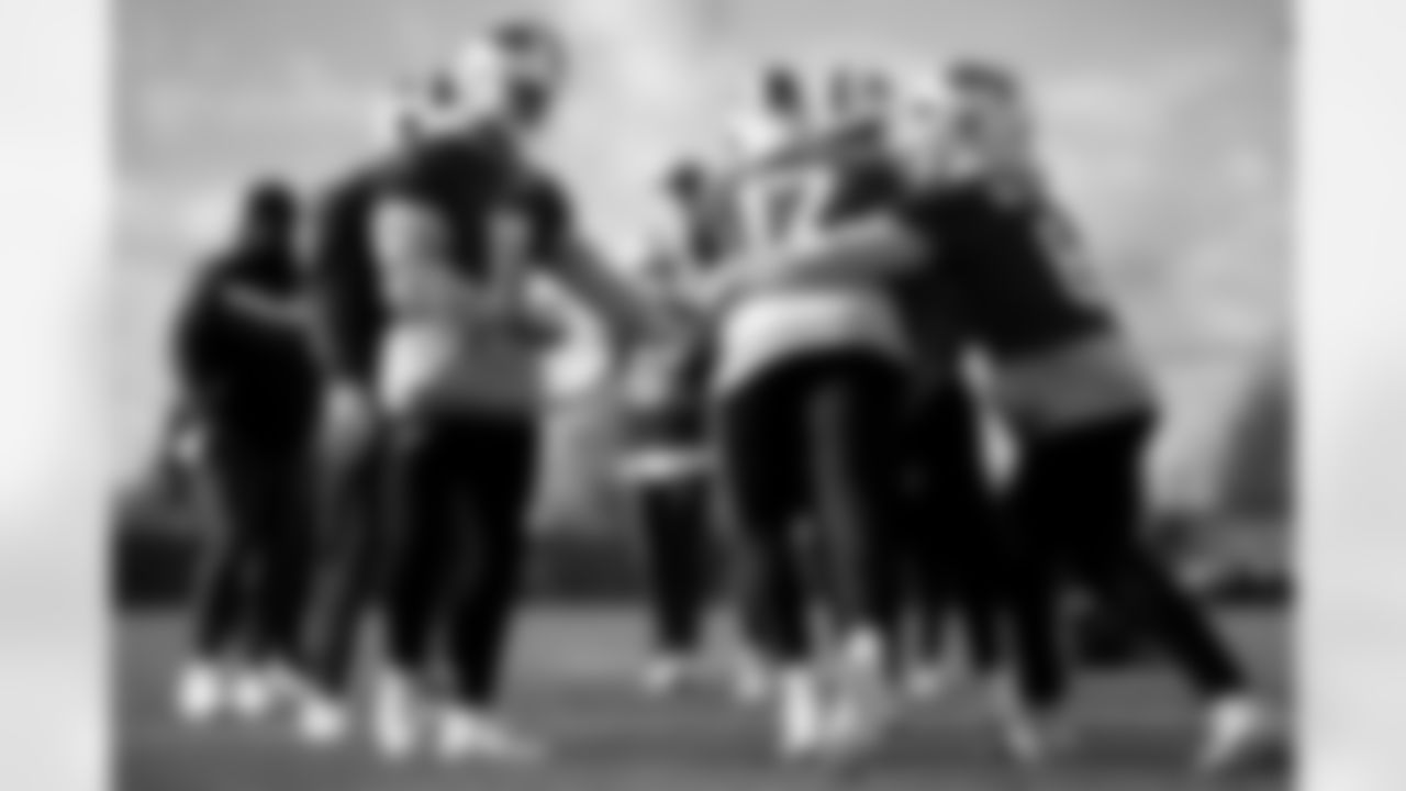 Josh Allen (17), Mitchell Trubisky (11), Shane Buechele (6). Buffalo Bills Week 10 Practice, November 06, 2025 at Buffalo Bills Training Center.