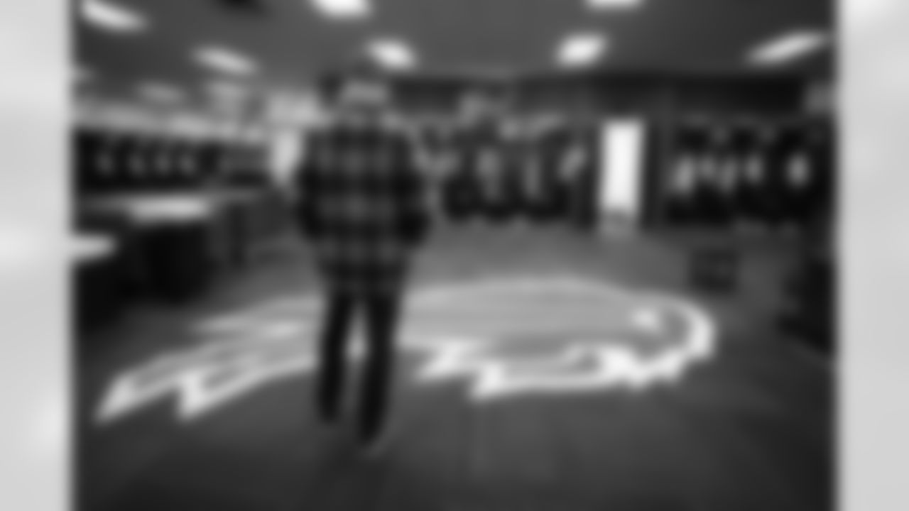 Buffalo Bills head coach Sean McDermott visits the locker room as he takes a long look around Highmark Stadium, January 03, 2026.
