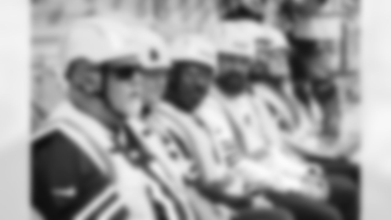 New Highmark Stadium PSL holder Jerry Young with, Alyssa Catlin, Rishawn Sonubi, Matt Cummings, Rick Krause and Libby Krause (L-R). First seats are installed at Buffalo Bills New Highmark Stadium, May 06, 2025.