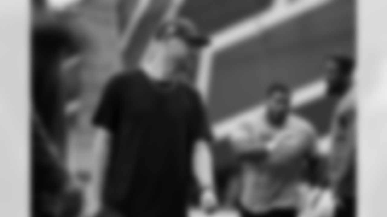 Buffalo Bills players and coaches take part in the annual Tug of War competition at One Bills Drive on May 1, 2024.