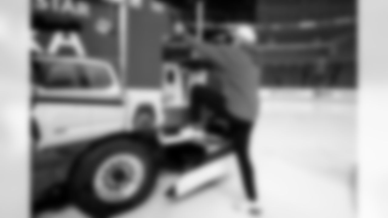 Sean McDermott drives the Zamboni, March 04, 2025 at KeyBank Center.