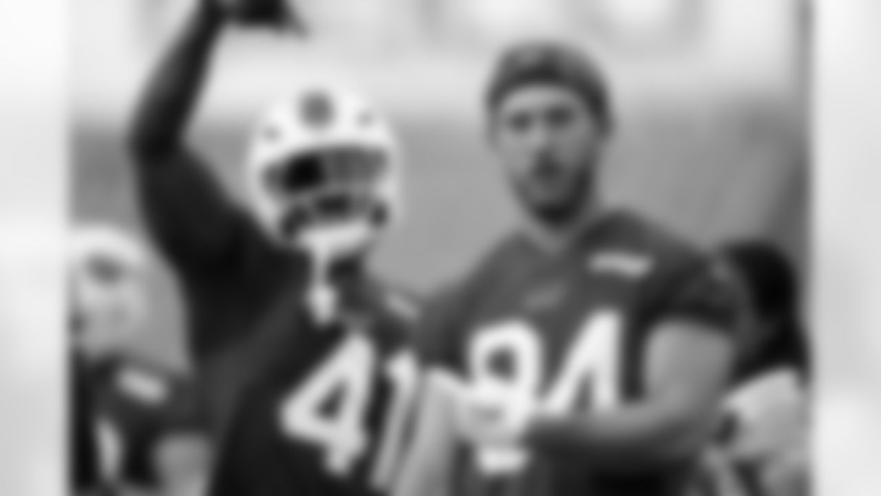 Reggie Gilliam (41) , Zach Davidson (84). Buffalo Bills week 3 Saturday practice, September 21, 2024 at Highmark Stadium.