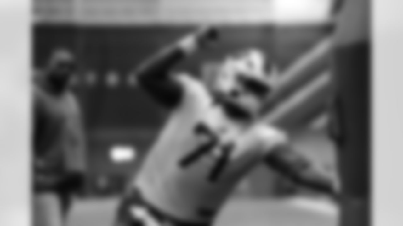 Tommy Akingbesote (71). Buffalo Bills Week 17 Practice, December 26, 2025 at Buffalo Bills Training Center.