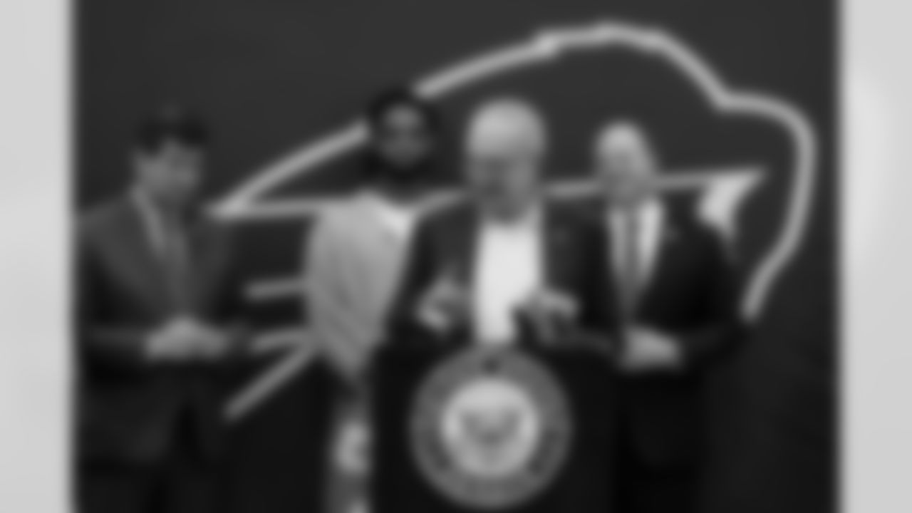 Damar Hamlin and U.S. Senate Majority Leader Chuck Schumer announce the HEARTS Act, December 09, 2024 at Cheektowaga Central High School.