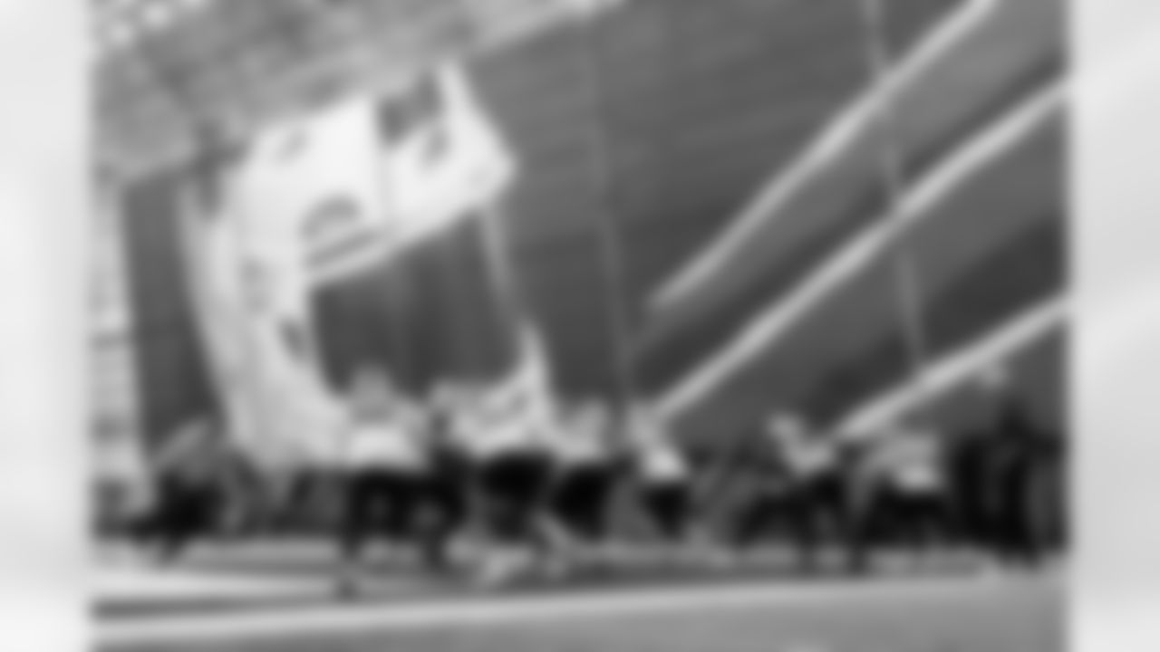 Tylan Grable (68), Ryan Van Demark (74), David Edwards (76). Buffalo Bills Week 13 Practice, November 26, 2025 at Buffalo Bills Training Center.