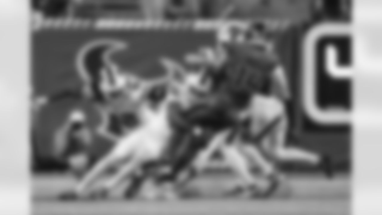 Dorian Williams (42), Christian Benford (47), Cole Bishop (24). Houston Texans vs Buffalo Bills, Regular Season, November 20, 2025 at NRG Stadium.