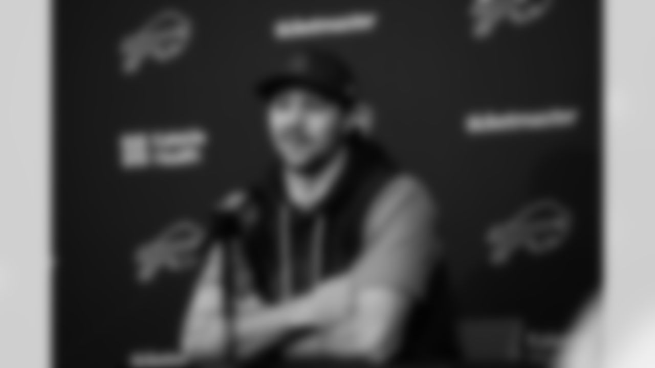 Josh Allen speaks during Joe Brady's First Day as Head Coach, January 29, 2026 at One Bills Drive.